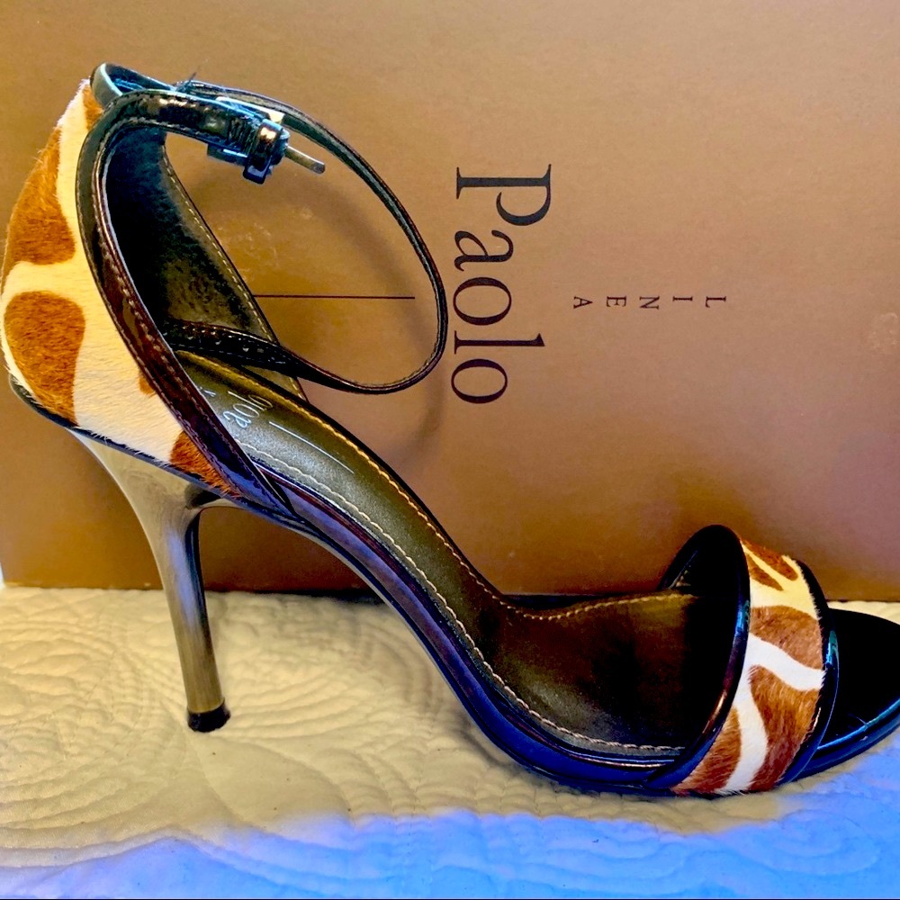 Paolo Off White & Brown Pony Heels